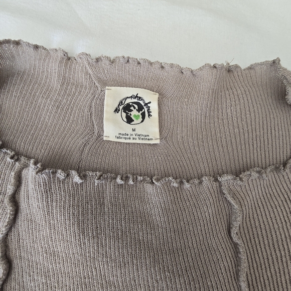 Free People We The Free Raw Lettuce Hem Tunic Dress Taupe – Size Medium - Picture 4 of 13